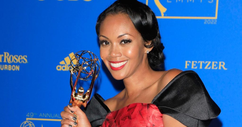 Mishael Morgan on the red carpet at the Daytime Emmy Awards in June. Photo courtesy CBS.