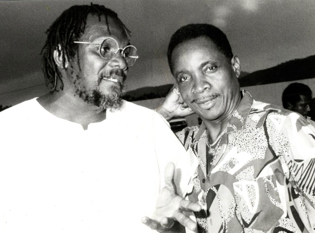 The Mighty Sparrow (right) and Lord Shorty (Ras Shorty I). Photo courtesy Trinidad Express Newspapers